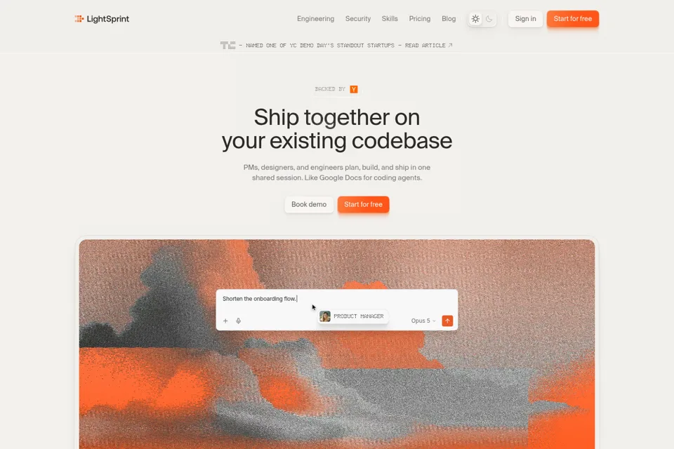 Aperçu de la landing page