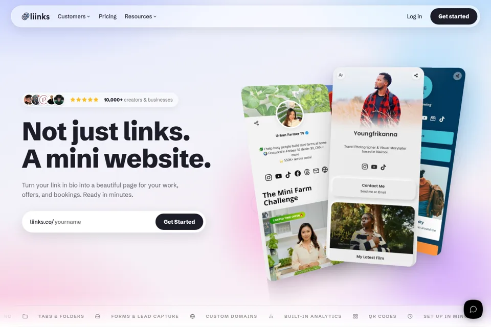 Aperçu de la landing page