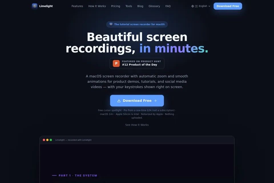 Aperçu de la landing page