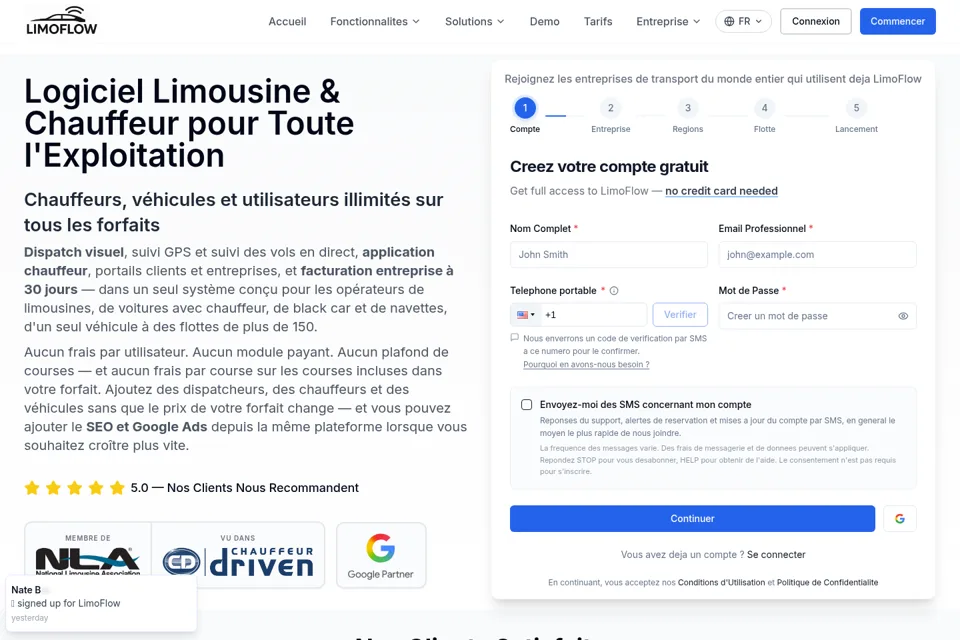 Aperçu de la landing page