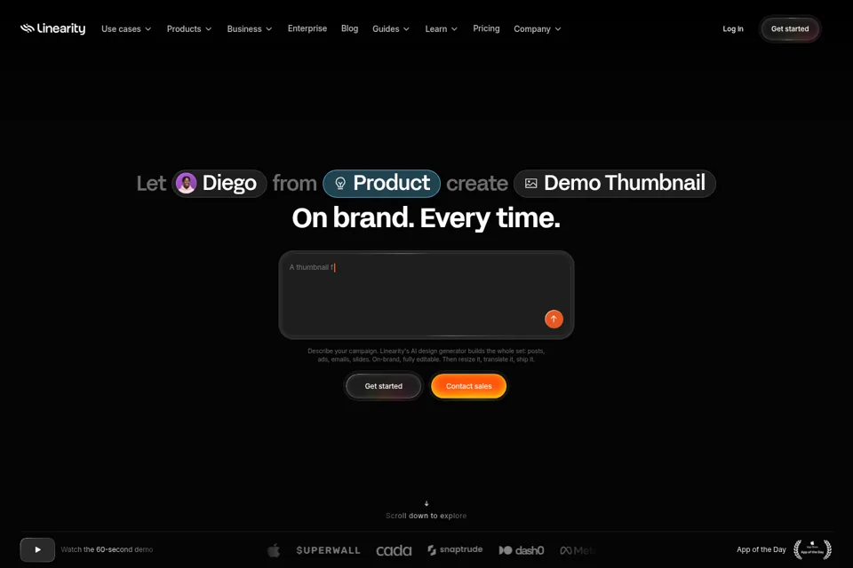 Aperçu de la landing page