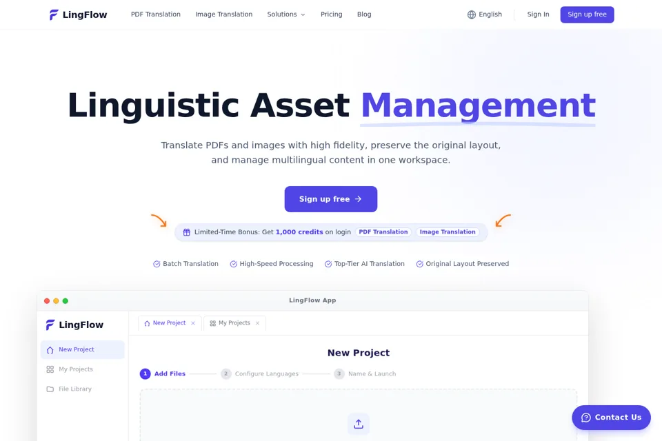 Aperçu de la landing page