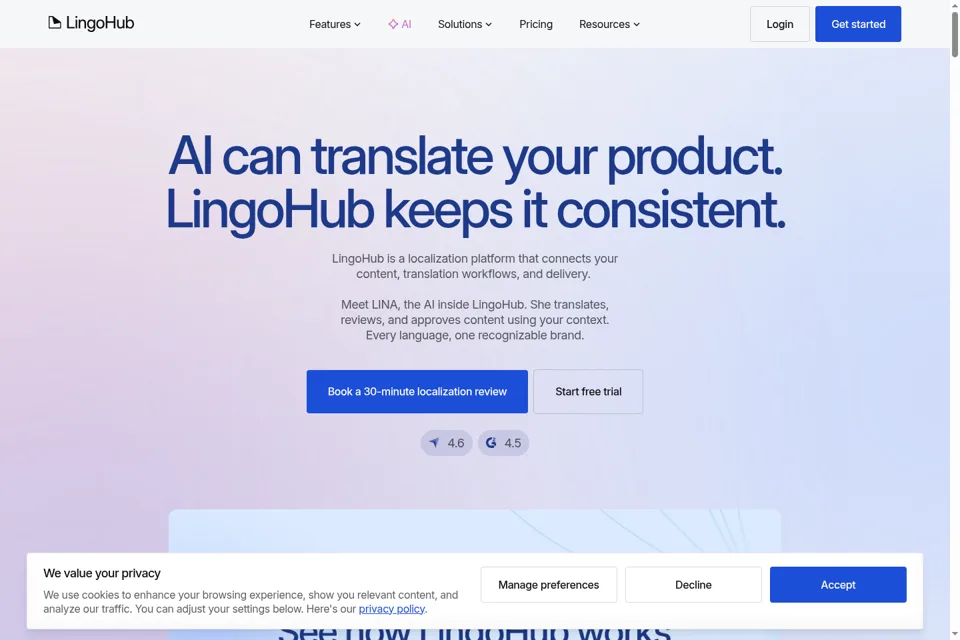 Aperçu de la landing page
