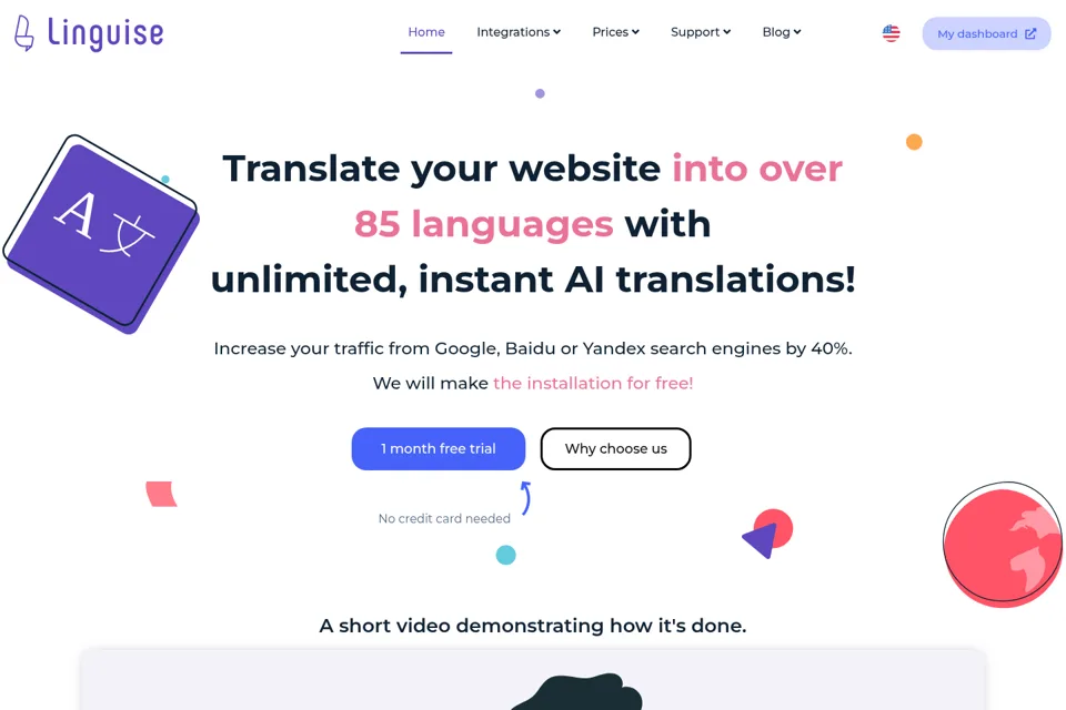 Aperçu de la landing page