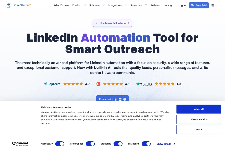Aperçu de la landing page