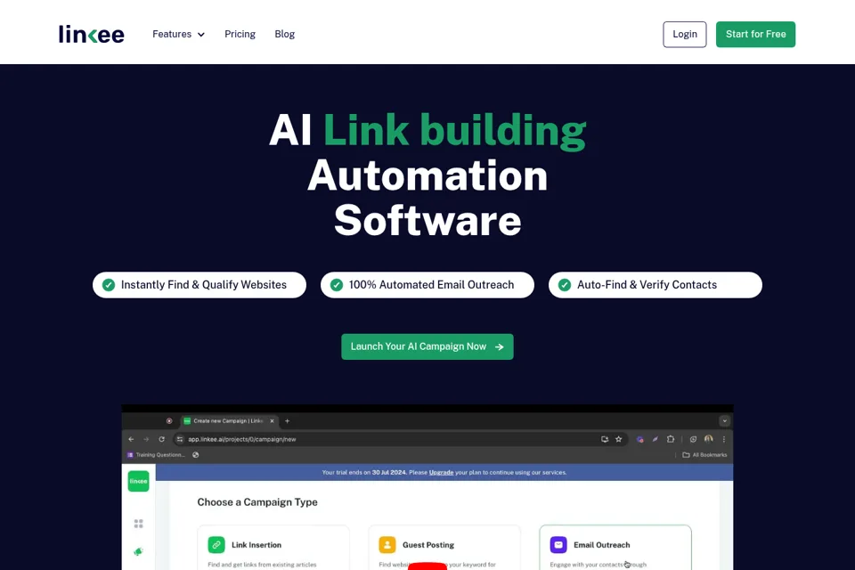 Aperçu de la landing page