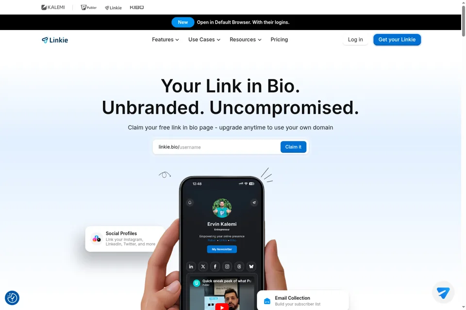 Aperçu de la landing page