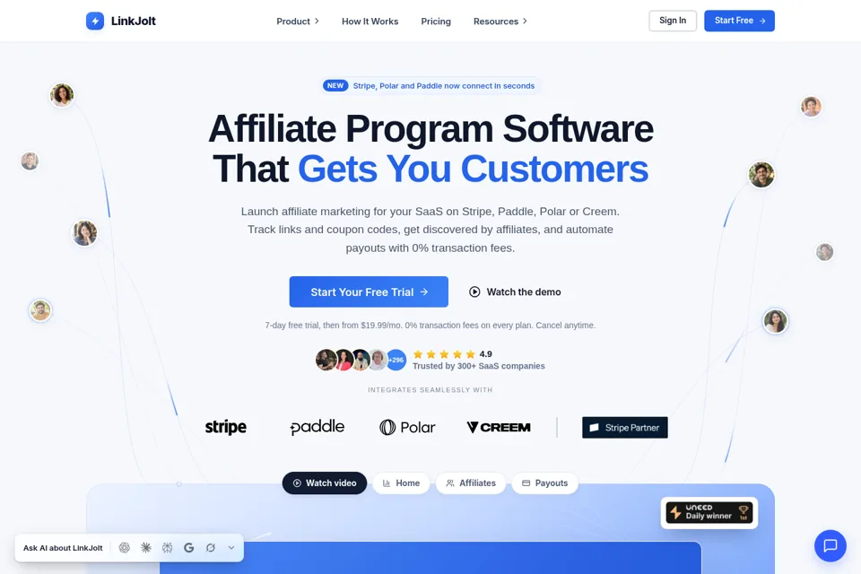 Aperçu de la landing page