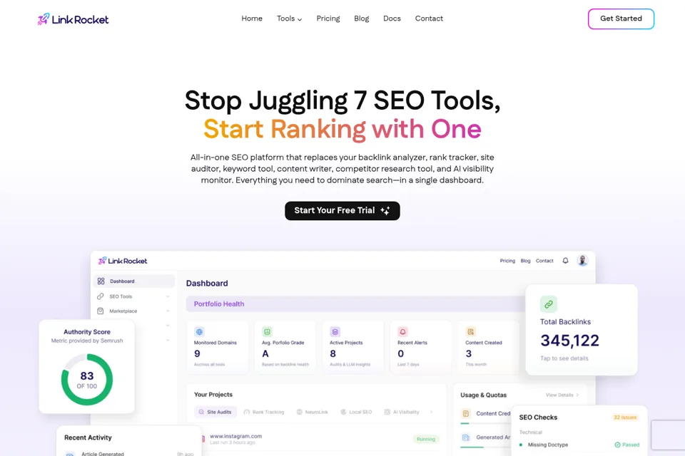 Aperçu de la landing page