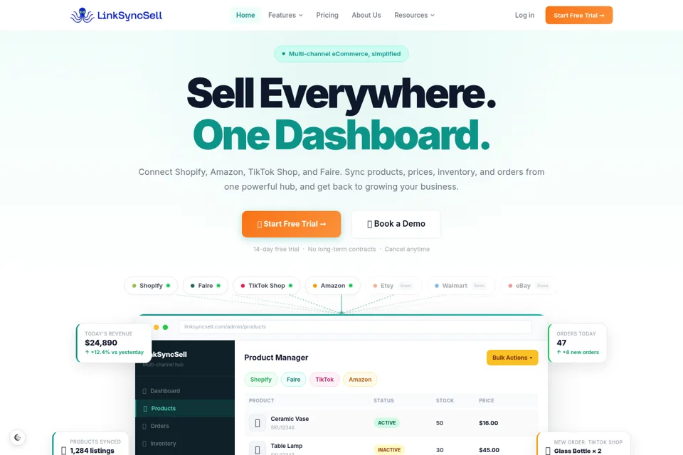 Aperçu de la landing page