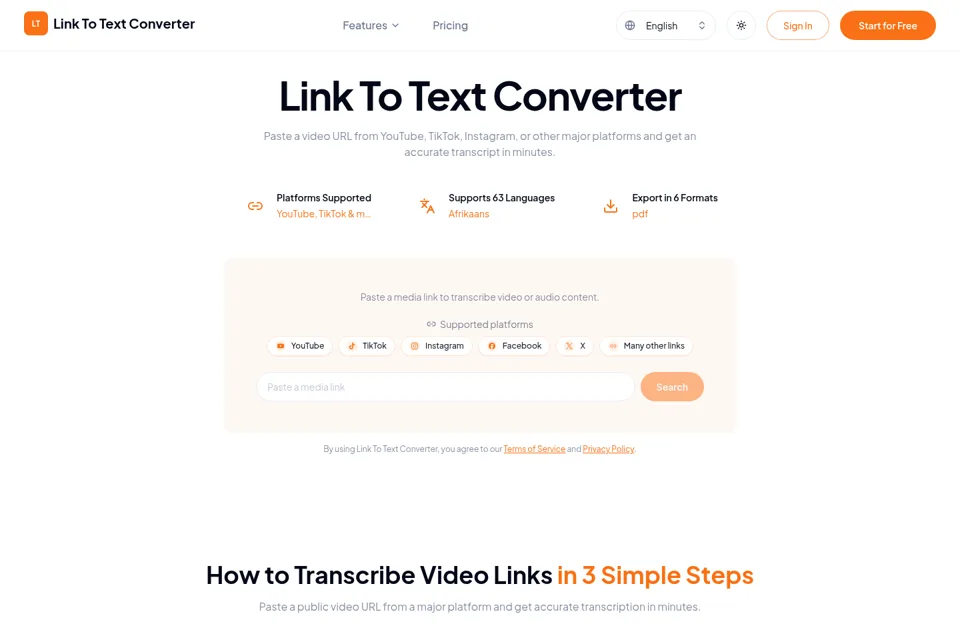 Landing page preview