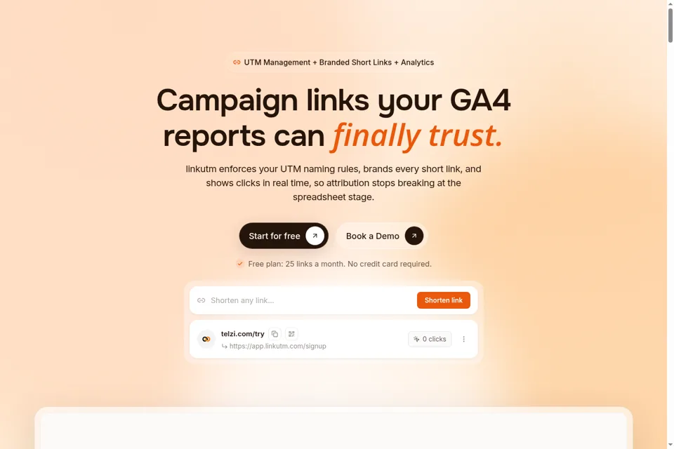 Aperçu de la landing page