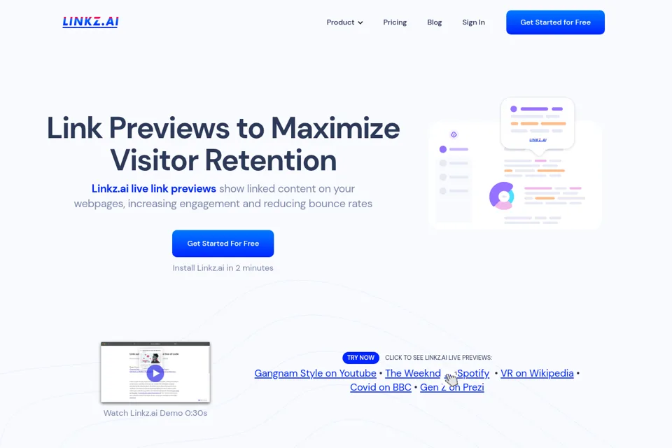 Landing page preview