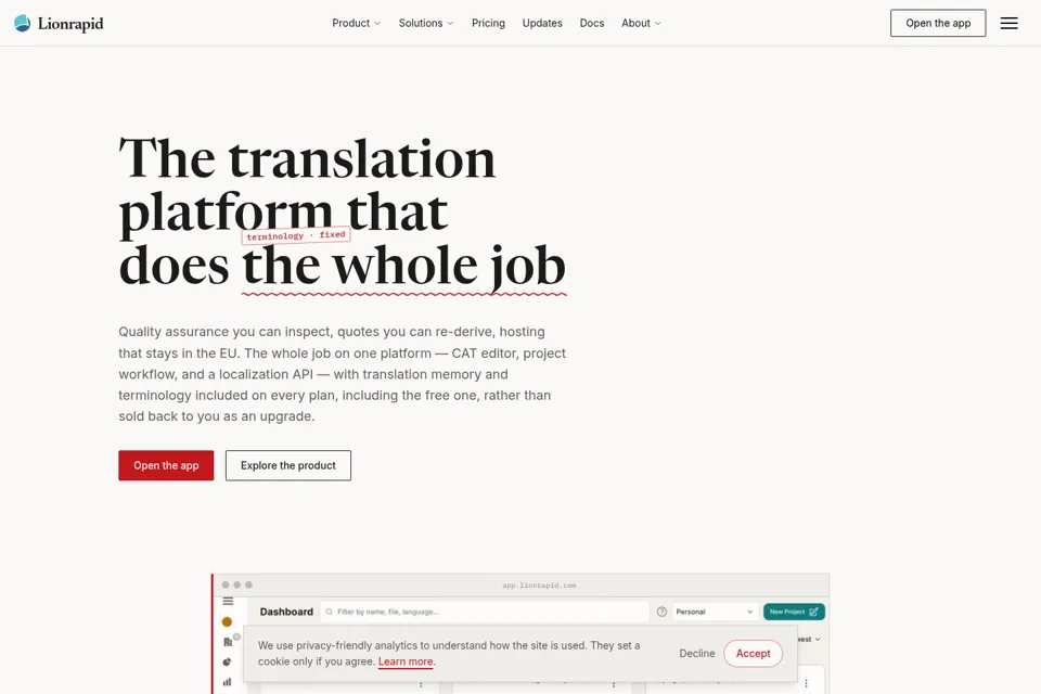 Aperçu de la landing page