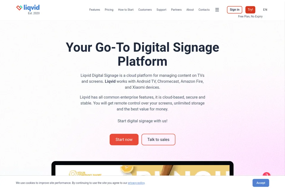 Aperçu de la landing page
