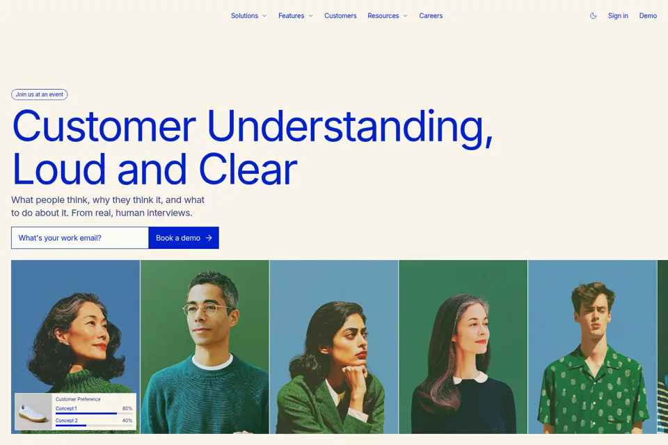 Aperçu de la landing page