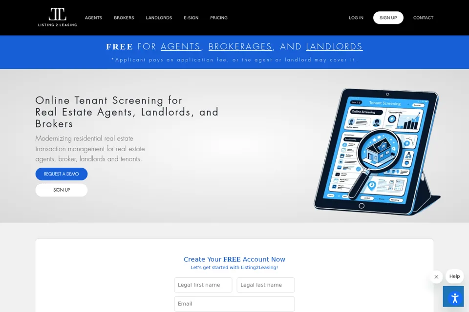 Aperçu de la landing page