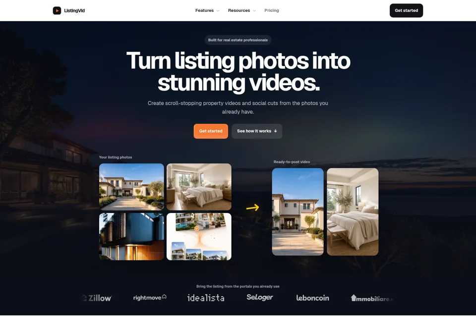 Aperçu de la landing page