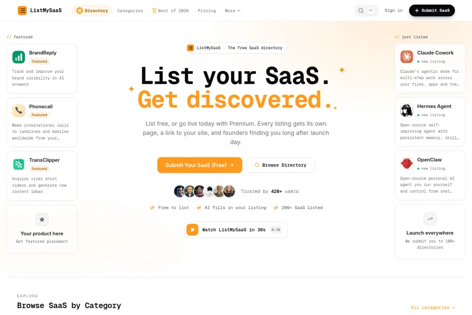 Aperçu de la landing page