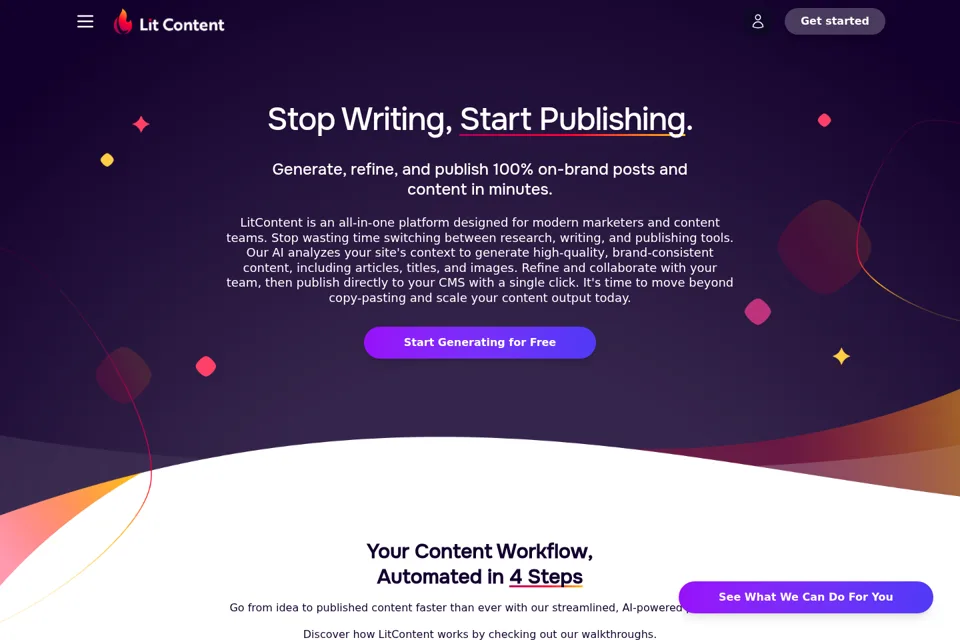 Aperçu de la landing page