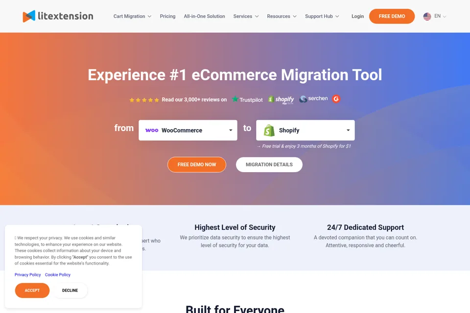 Aperçu de la landing page