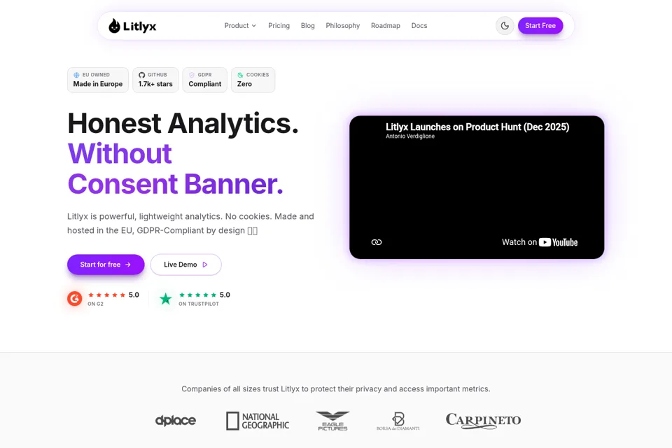 Aperçu de la landing page