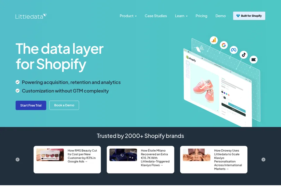 Aperçu de la landing page