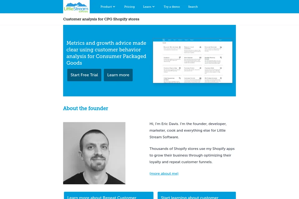 Aperçu de la landing page