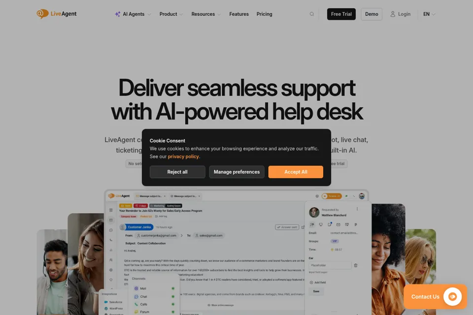 Aperçu de la landing page