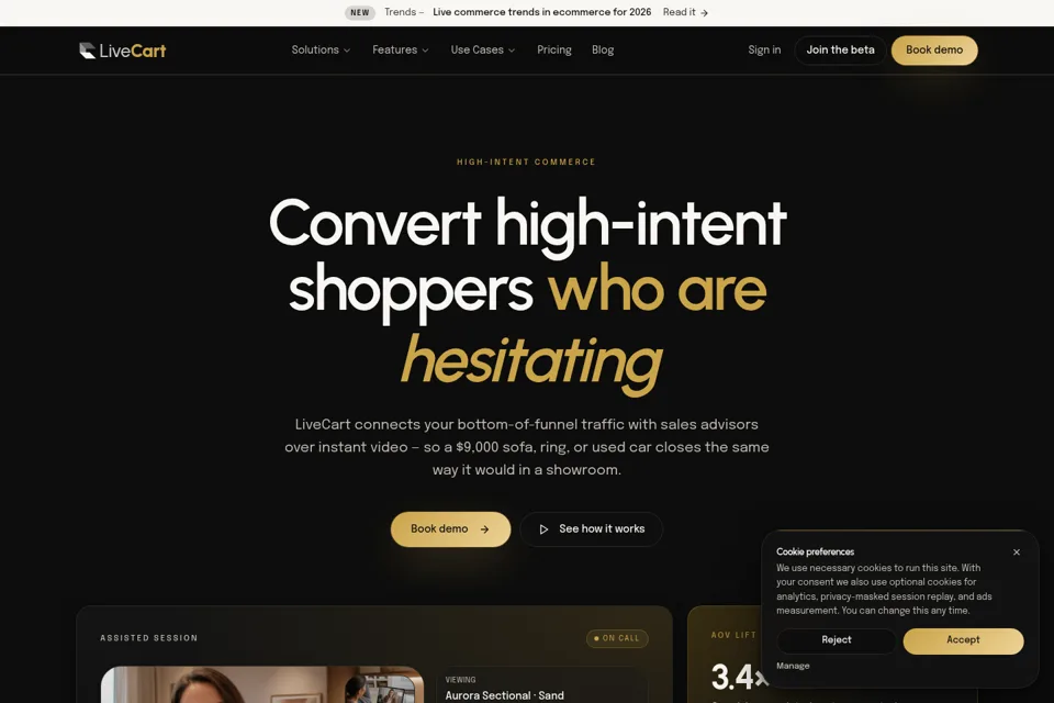 Aperçu de la landing page