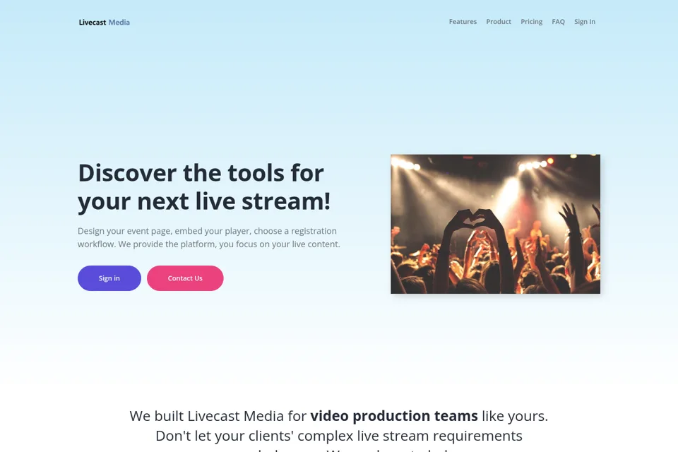 Aperçu de la landing page
