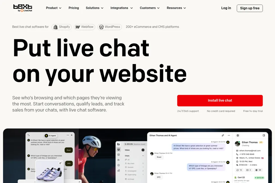 Aperçu de la landing page