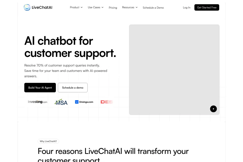 Aperçu de la landing page
