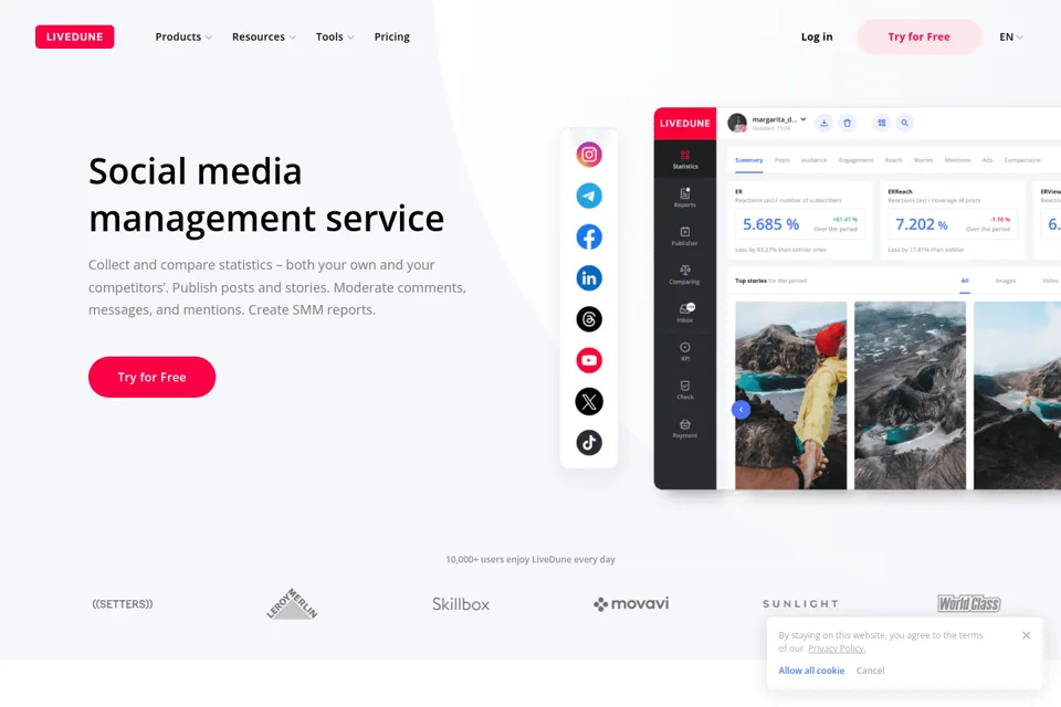 Aperçu de la landing page