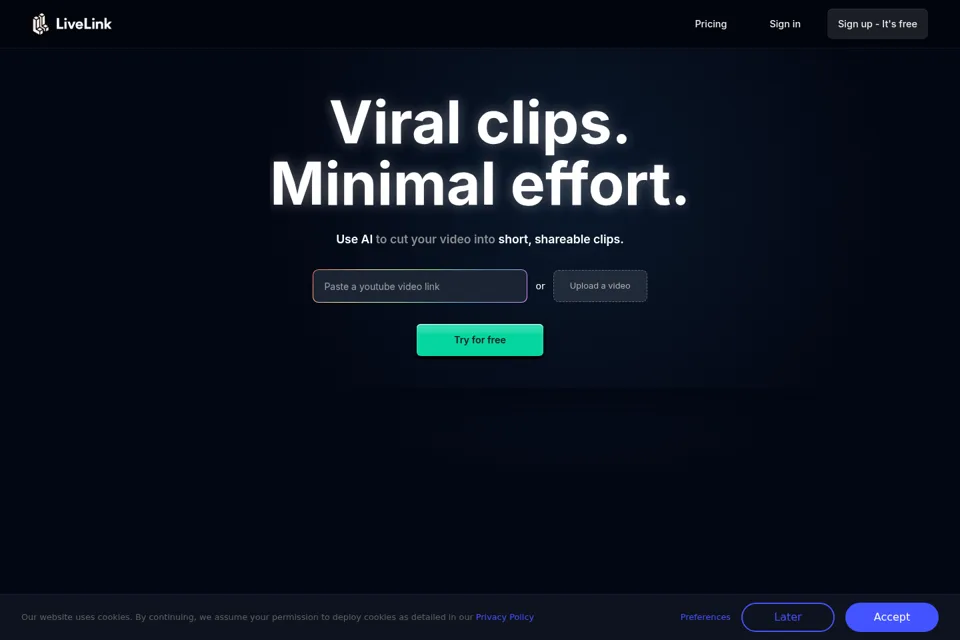 Aperçu de la landing page