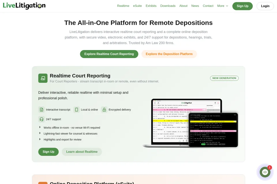 Aperçu de la landing page