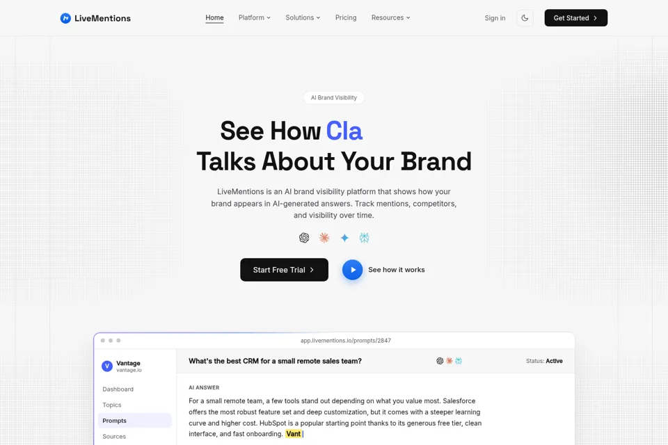 Aperçu de la landing page