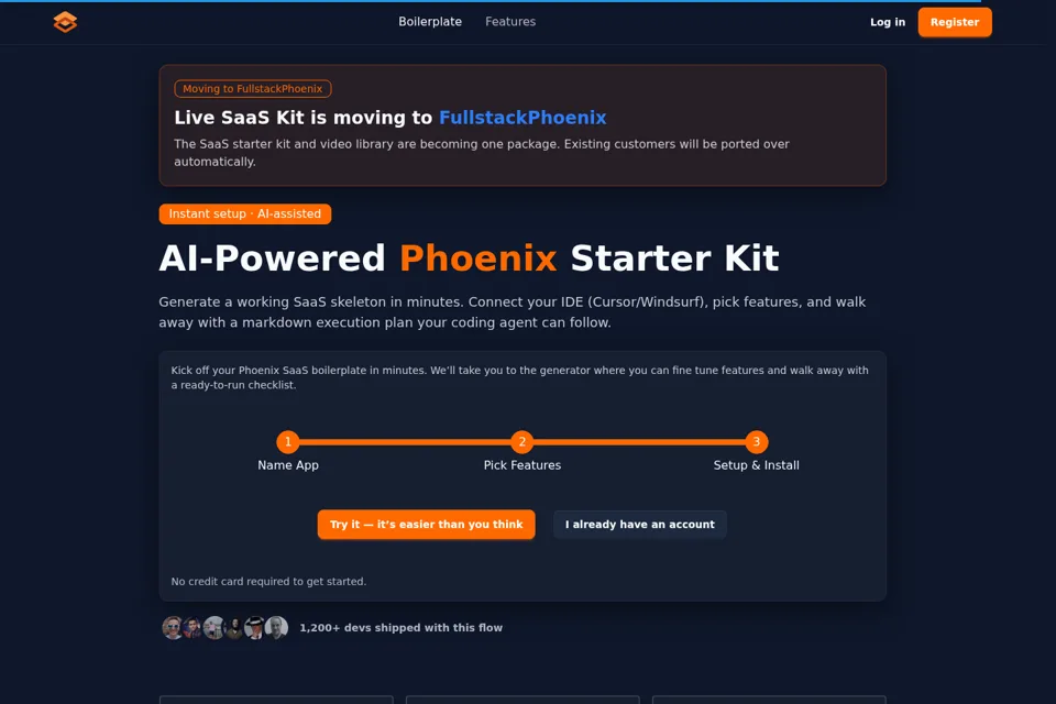 Aperçu de la landing page