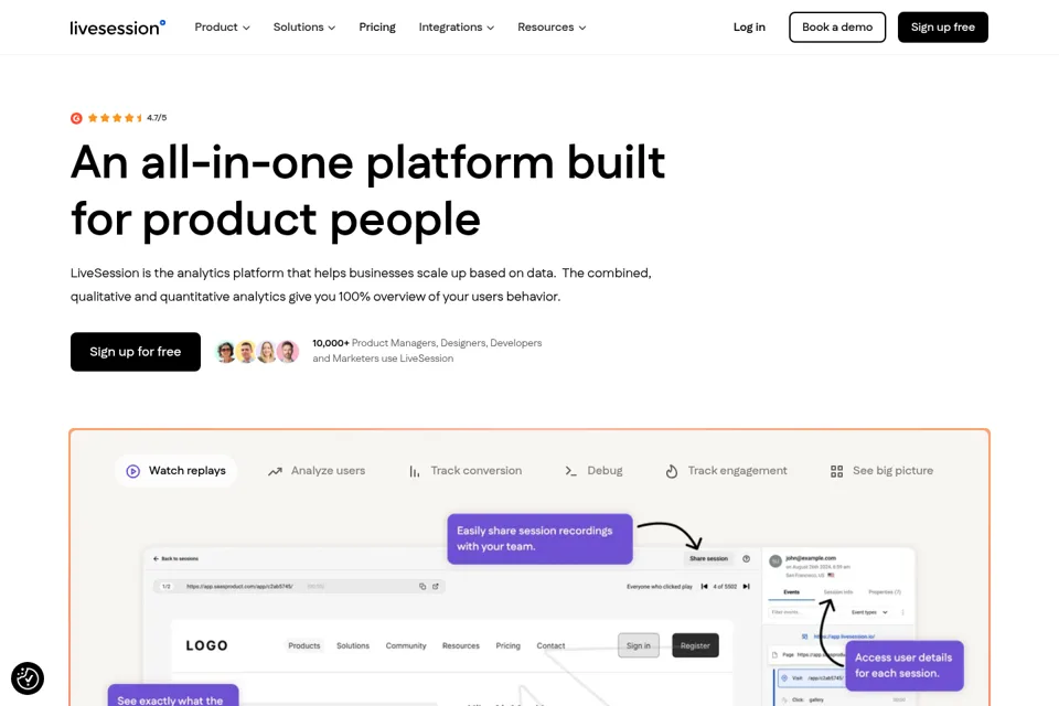 Aperçu de la landing page