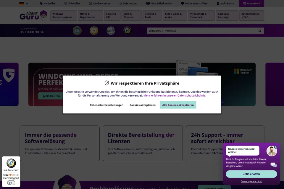 Aperçu de la landing page