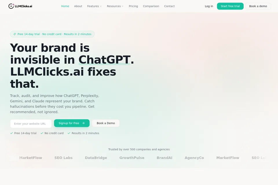 Aperçu de la landing page