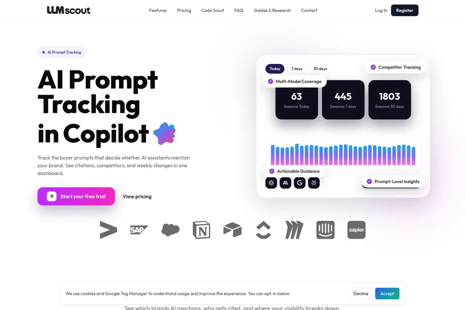 Aperçu de la landing page