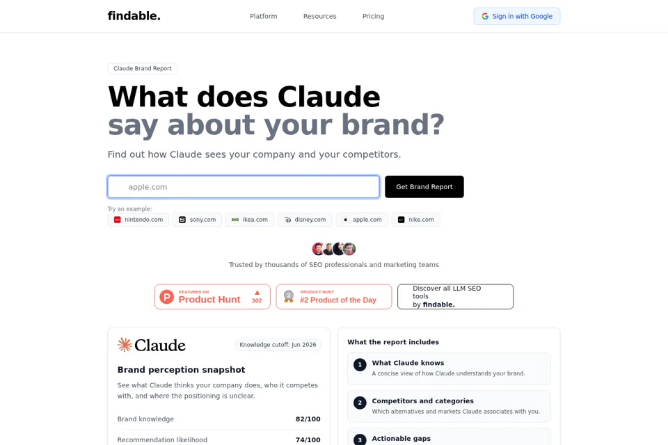 Aperçu de la landing page