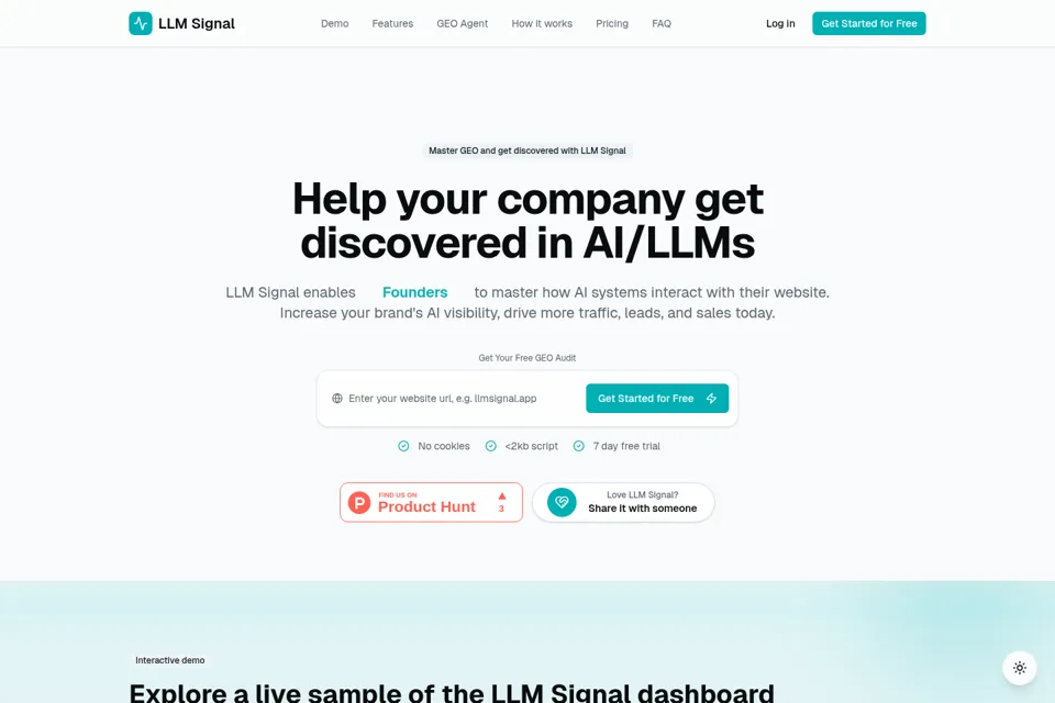 Aperçu de la landing page