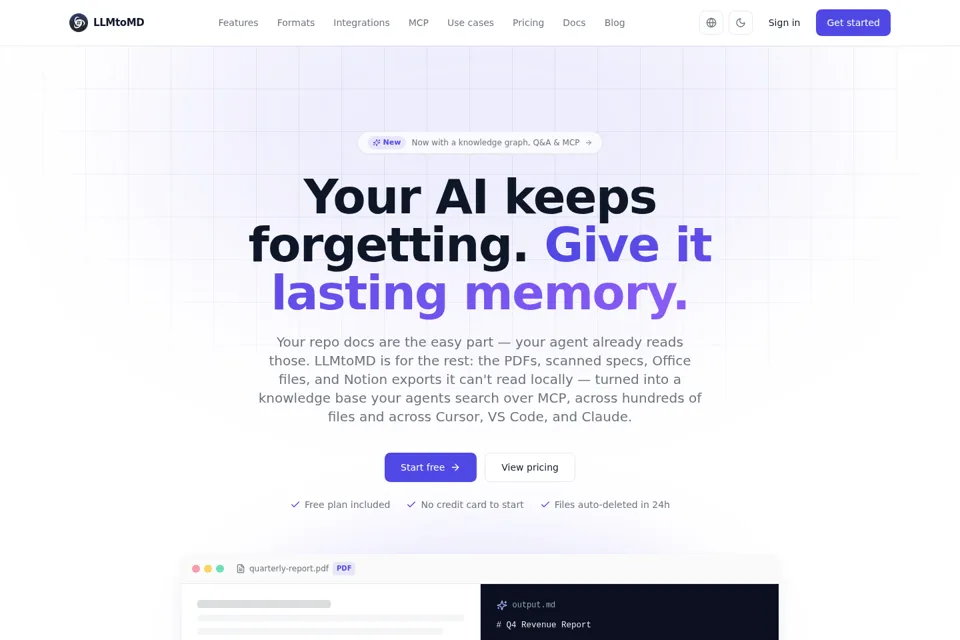 Aperçu de la landing page