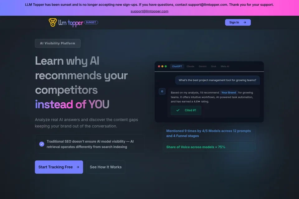Aperçu de la landing page