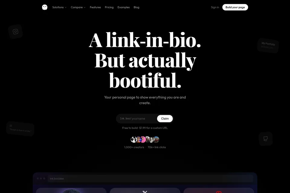 Aperçu de la landing page