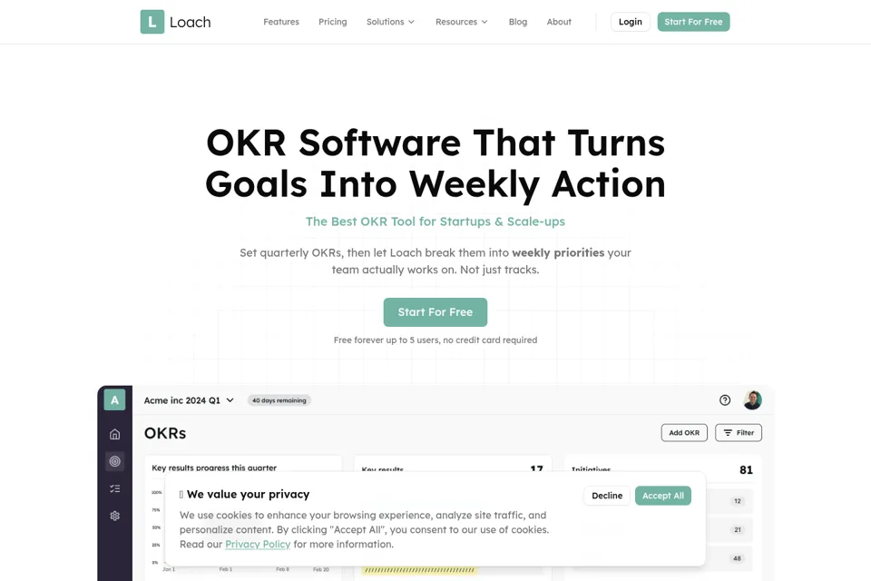 Aperçu de la landing page