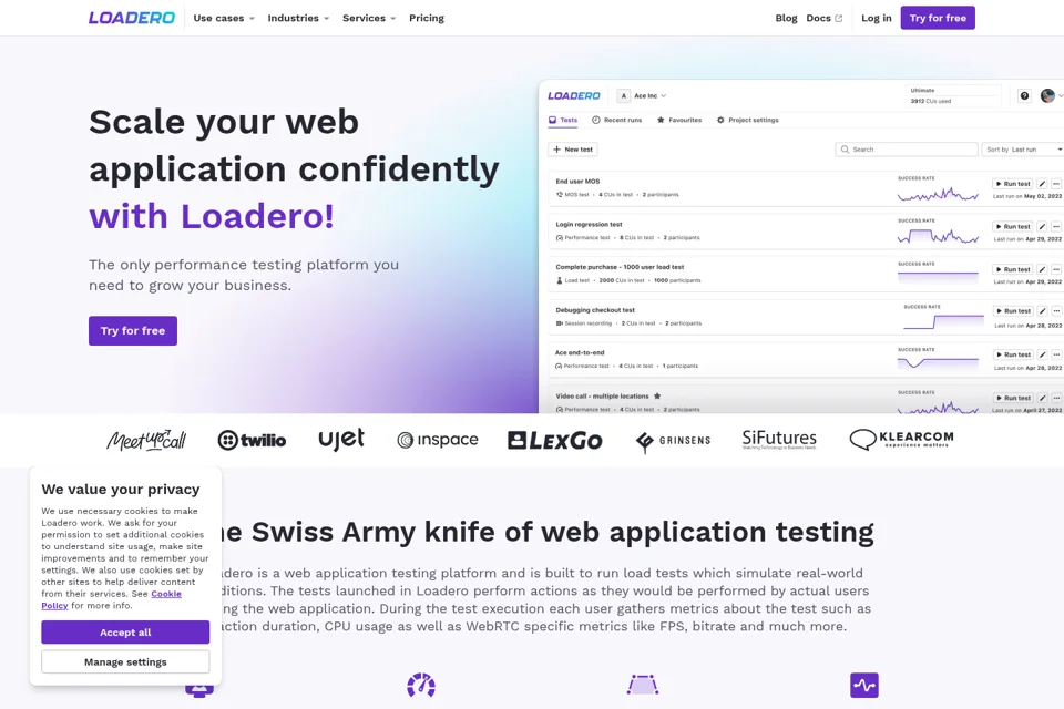 Aperçu de la landing page