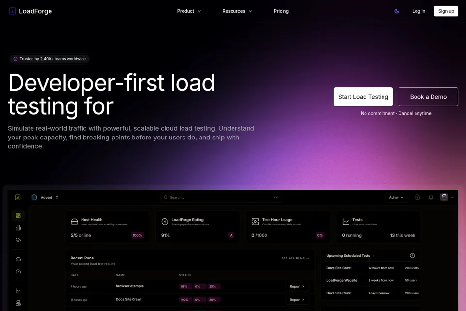 Aperçu de la landing page
